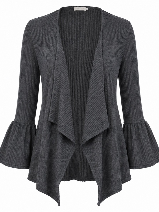 Millibon Sweaters - Millibon Dark Gray Open-Front Bell Sleeve Cardigan